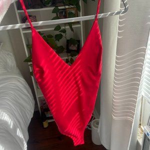 Free People Red Bodysuit